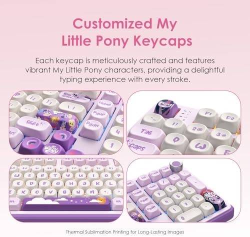 My Little Pony Wireless Mechanical Keyboard - 101 Keys RGB Gaming Keyboard with Custom Linear Switches, Hot-Swap & Knob Control, Triple Connection (BT5.0/USB-C/2.4GHz), Ergonomic for Work & Gaming