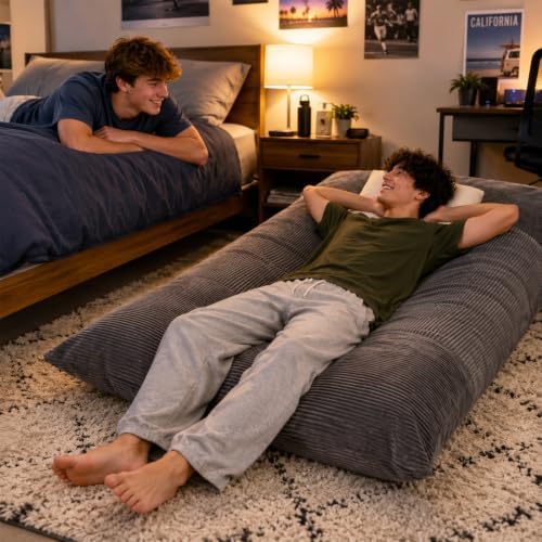 HUGHEAVEN 3 in 1 Convertible Bean Bag Chair & Floor Couch for Teens