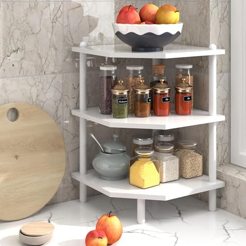 Corner Shelf Stand for Desk - 90° Corner Design to Free Up Desktop