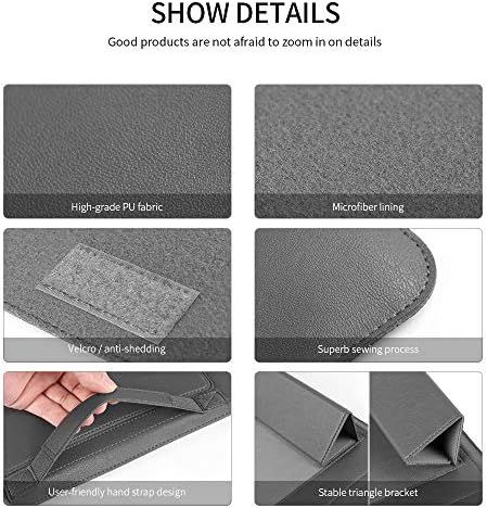 Laptop Sleeve 15-15.4-15.6" Case with Stand Compatible with Microsoft Surface Laptop 5/4/3/2 13.5", MacBook Air/Pro 13.3", PU Leather Sleeve for 15-16" Laptop Computers - Brown