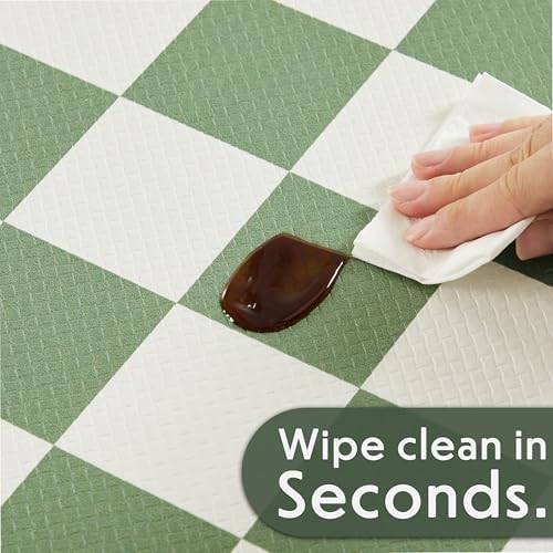 Ohocut Checkered Kitchen Mats for Floor Set of 2, 2 Pcs Sage Green Cushioned Non Slip Runner Rugs for Kitchen/Sink/Laundry, Comfort Aesthetic Cute Anti-Fatigue Foam Floor Mat 17.3"x29.5"+17.3"x47.2"