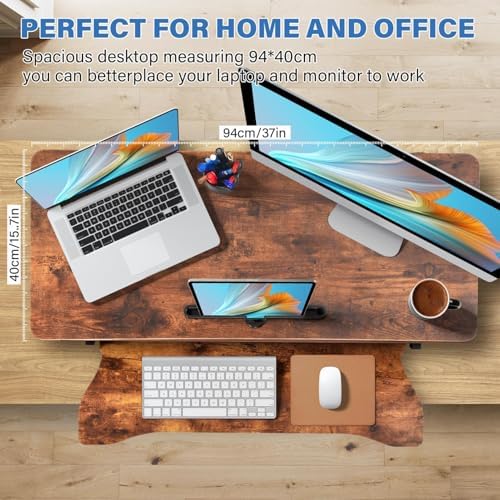37" Height Adjustable Standing Desk Converter, Stand up Desk Riser