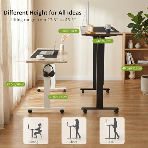 farexon 63x24 in Electric Adjustable Standing Desk with Mouse Pad, Oak Gray