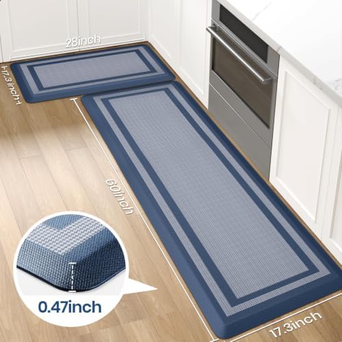 2PCS Kitchen Rugs Cushioned Anti-Fatigue Kitchen Mats Comfort Standing Mat