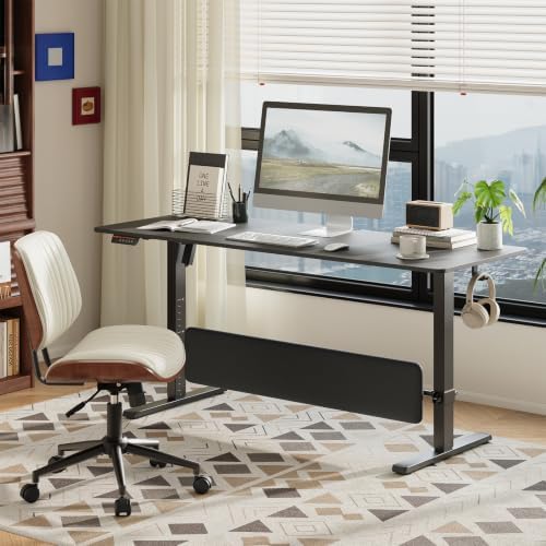 63" x 28" Large Electric Standing Desk with Adjustable Footrest, Black