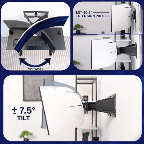 VIVO Telescoping Ultrawide Monitor Wall Mount, Fits up to 49 inch Ultra-wides, Holds 44 lbs, Adjustable Low Profile VESA Bracket, Black, Mount-VWLP2