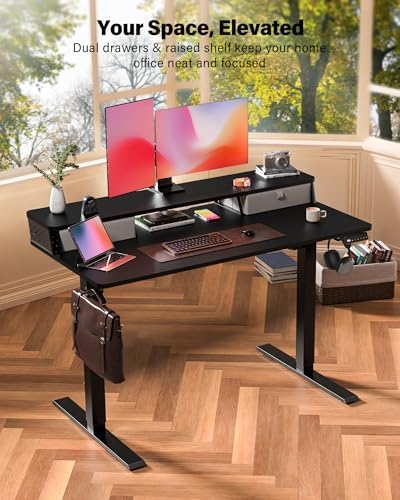 FiCiHi 48x24 Inch Electric Standing Desk, 2 Drawers, Adjustable Height Desk