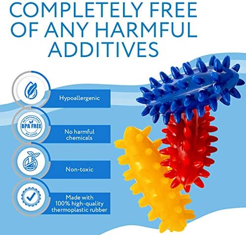 IMPRESA Spiky Sensory Roller - Multicolor 3-Pack, 3 in L x 1.4 in Dia Tactile Sensory Brush Roller for Kids - Stress Relief & Focus - Animal-Themed Monkey Spiky Fidget