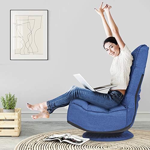 Giantex 360 Degree Swivel Floor Chair, Folding Floor Gaming Chair with 6 Positions Adjustable, Lazy Sofa Lounge Chair w/Tufted Back Support, Video Gaming Chair for Reading TV Watching (Navy Blue)