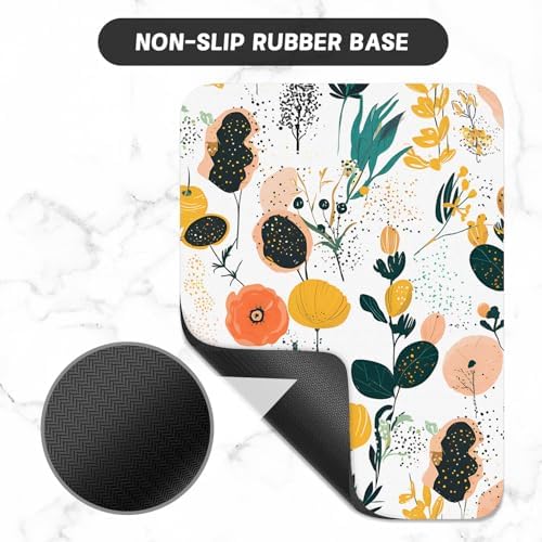 Small Mouse Pad, Mini Mouse Pad 6 x 8 Inch, Thick Rubber Waterproof Mouse Mat, Cute Mousepad for Women Men Wireless Mouse Laptops Home Office, Flower Seamless Pattern