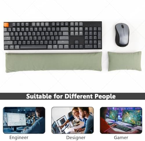 Keyboard Mouse Wrist Rest Bean Bag Set, Ergonomic Wrist Rest for Keyboard and Mouse Filled Ergo Beads, for Laptop, Desktop Computer (Keyboard and Mouse Wrist Support Set)