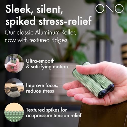 ONO Roller - Handheld Fidget Toy for Adults | Help Relieve Stress, Anxiety, Tension | Promotes Focus, Clarity | Compact, Portable Design (Acupressure, Junior Size - Aluminum)