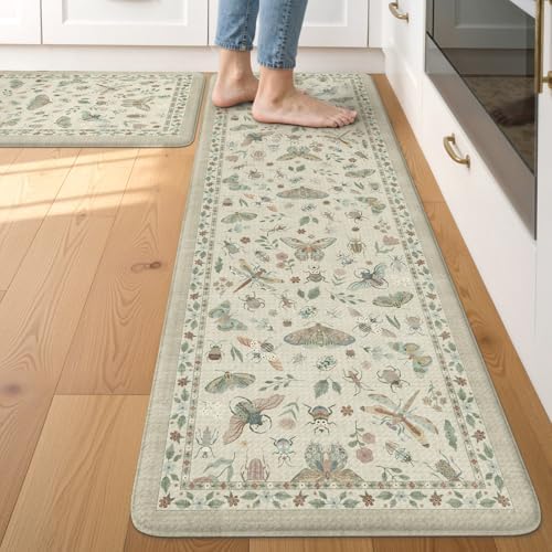 LEEVAN Anti Fatigue Kitchen Mats for Floor, Cushioned Kitchen Mat Set 2PCS