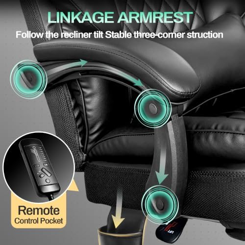 Realbear Big & Tall 6-Point Massage Office Chair with Footrest