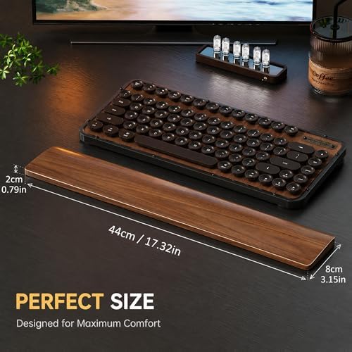 Walnut Wood Keyboard Wrist Rest for Mechanical Keyboard, 104 Keys 17.3 Inch Wooden Wrist Rest with 6° Ergonomic Slope, 20mm Thick Palm Rest, Non-Slip Base for Office and Gaming Setup (17.3"-104 Keys)