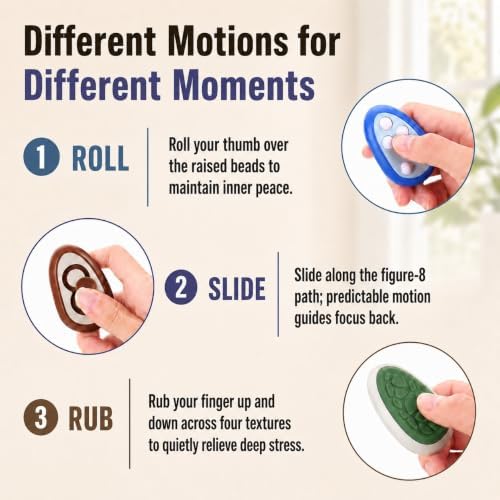 Fidget Toys Adults Stress Relief: 8 Pack Dual-Sided Fidget Stones - Sensory Calming Desk Toys - Pocket Hand Fidgets for Tension Relief, Work & Travel - Gifts for Coworkers & Friends
