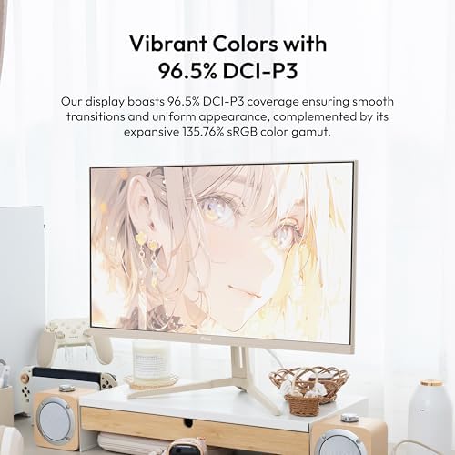 Pixio PX278 Wave Beige 27 inch 180Hz Refresh Rate Quad HD 1440p Resolution Fast IPS Panel 1ms GTG Response Time Built-in Speakers Gaming Monitor with AMD FreeSync