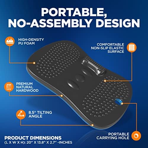 Serenelife Standing Desk Anti Fatigue Mat Wooden Wobble Balance Board Stability Rocker with Natural Hardwood Ergonomic Design Comfort Floor Mat for Standing Desks, Fitness Workout, and Stress Relief