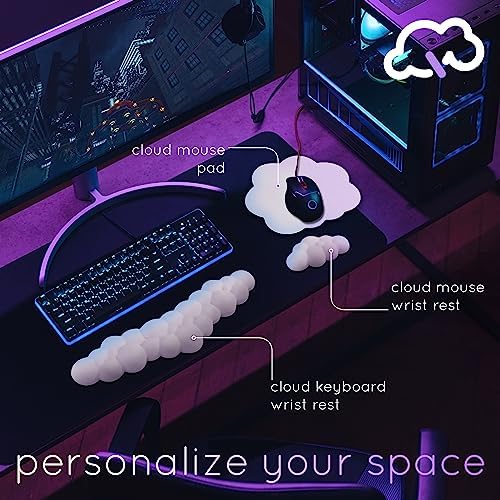 Cloud Keyboard Wrist Rest – Create-ables Qloud Cloud Wrist Rest for Computer Keyboard and Mouse, Ergonomic Memory Foam Wrist Pad with Non-Slip Base, Includes Cloud Mouse Pad – Slate Blue