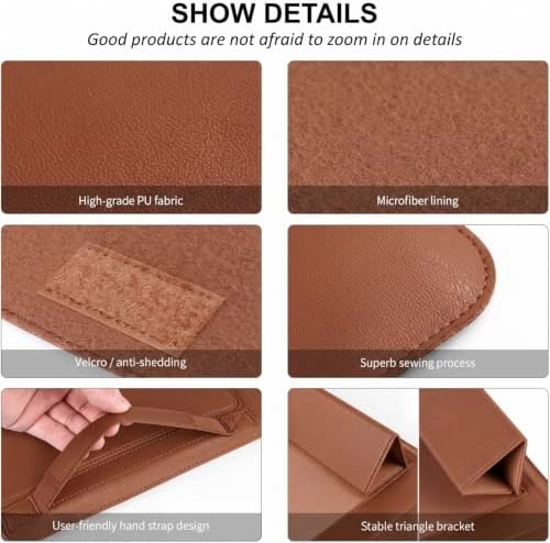 14 Inch Laptop Sleeve Case Leather Bag with Stand for Mac Book Pro