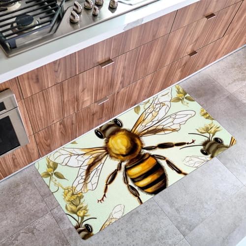 Starry Sky and Bee-648 Kitchen Mats and Rugs Absorbent Kitchen Runner Rug for in Front of Sink Kitchen Floor Mats Comfort Standing Desk Mat Pads