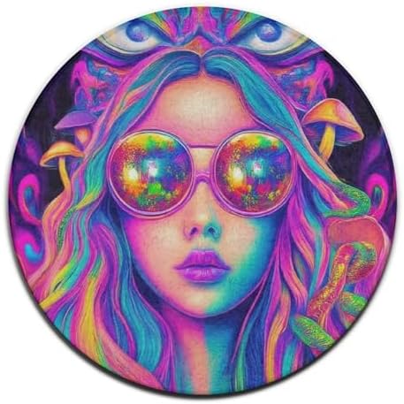 Home Decor Non Slip Kitchen Office Circle Rug, Machine Washable Modern Round Area Rug, Room Sofa Yoga Soft Round Carpet Trippy Goth Girl Mushroom Art, 36inch