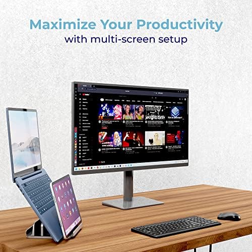 Adjustable Laptop Stand, 5 Slots, Aluminum Space-Saving, for Apple MacBook/Surface/Galaxy/Tablet/iPad/iPhone, Silver