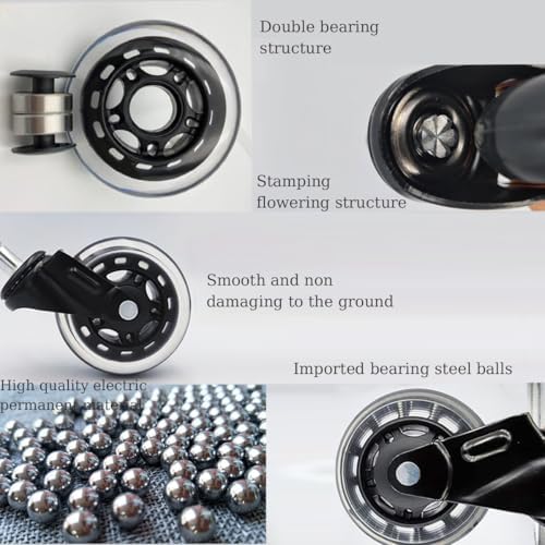 Office Chair Wheels -2.5" Caster Wheels Office Chair Wheel Replacement - Set of 5, Heavy-Duty Chair Casters Suitable for Hardwood Floors and Carpets, Achieving Scratch Free, Smooth & Silent