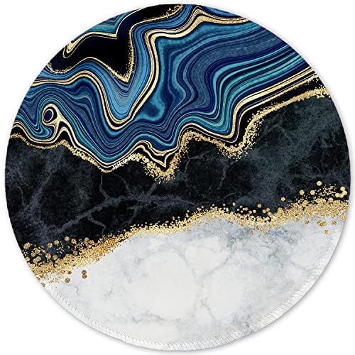 ITNRSIIET Round Mouse Pad with Stitched Edge Premium-Textured Waterproof Non-Slip Rubber Base Desktop Protection Mat Diameter 8.7 inches, Abstract Art Marble