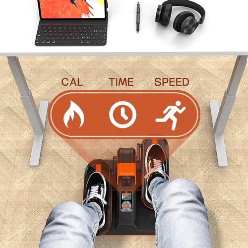 UPREIGN Under Desk Elliptical, Portable Seated Elliptical Exercise Machine, with Touch Screen Control Panel and Remote Control for Home or Office Use. Wireless Connectivity Enabled.