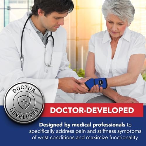 Doctor Developed Wrist Brace - Wrist wrap for Carpal Tunnel Arthritis,Tendonitis, Hand Support - Ideal for Fitness, Weightlifting - Handbook included (Blue, 2 Pack)