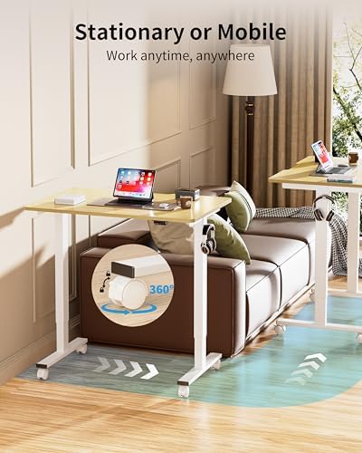 BIZUM 35.4" Small Electric Standing Desk Height Adjustable, Whole Piece Stand Up Computer Desk Work Study Writing Gaming Desks for Home Office Oak
