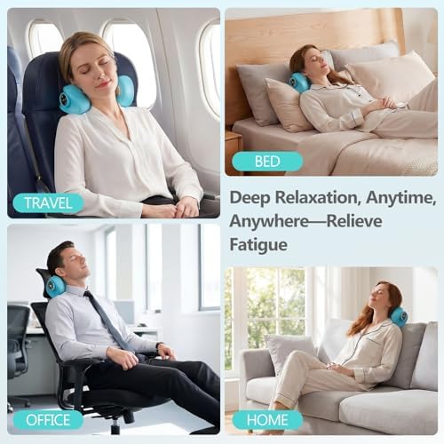 Neck Massager Pillows Cervical Device: Neckline 4-in-1 Massager with Heat Vibration 3 Level Adjustable - Portable Cervical Traction Device for Pain Relief and Muscle Relaxation at Home, Car, Office