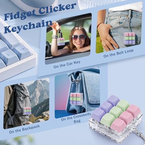 Keyboard Fidget Toy, Creamy Fidget Clicker Keyboard Fidget Keychain, Button Fidget Gifts for Adults, Boost Focus & Ease Anxiety Anywhere — Perfect Stress-Relief Gift (3×3 Grid Layout T)