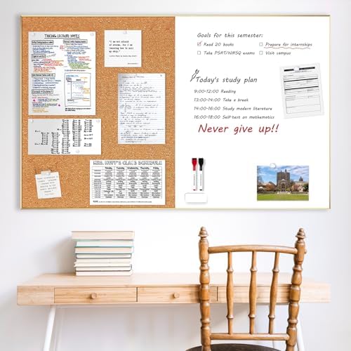 ARCOBIS Cork Board White Board Combo for Wall