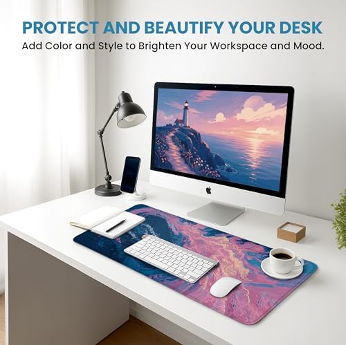 Aesthetic Desk Mat, Cute Vivid Sea Desk Pad Protector for Work & Decor, 31.5" x 11.8", Pretty Non-Slip Extended Mouse Pad for Office or Home