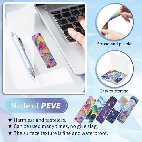 48 Pieces Unique Sensory Stickers for Anxiety Relief Items - Sensory Strips with Storage Box - 2 Textured Surface Fidget Strips for Office & Classroom Desk - Relieve Adult & Teen Stress (Cute)