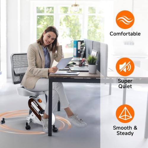 HitGo Ergonomic Office Chair with Exercise Bike, 330LBS Under-Desk Bike with 9-Level Height-Adjustable Seat, 8-Level Resistance, Rolling Wheels, Quiet Fitness for Home Office