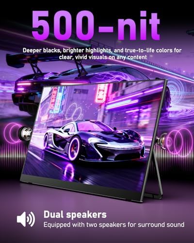 Yodoit Portable Monitor for Laptop 23.8" 4K UHD Travel Gaming Monitor Screen IPS Display with USB Type C Port and Built-in Speakers Compatible with PC, Xbox Black
