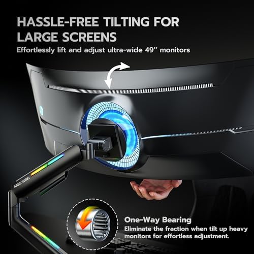 ARES WING Ultrawide Monitor arm with RGB for 17-49 Inch Screen, Black