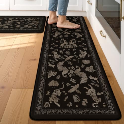 LEEVAN Anti Fatigue Kitchen Mats for Floor, Cushioned Kitchen Mat Set 2PCS