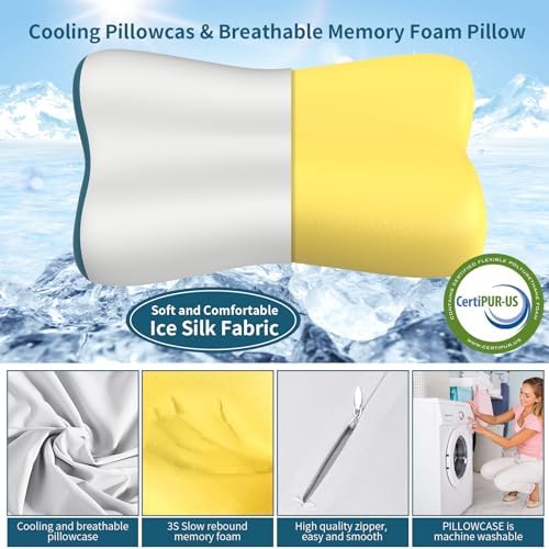 Neck Pillow Contour Memory Foam Pillows for Pain Relief Bed Pillow for Sleeping, Ergonomic Pillow for Neck and Shoulder Pain, Orthopedic Cervical Pillow for Side Back Stomach Sleeper (Grey)