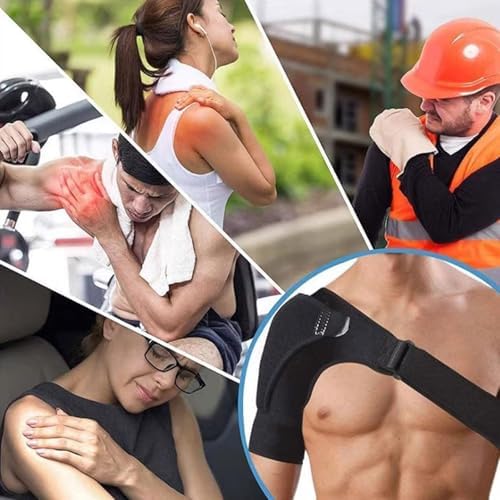 Black Shoulder Brace, Rotator Cuff Support Brace with Ice Pack Insertion Capability, Pressure for Preventing Strains and Dislocation, Alleviating Shoulder Pain, Adjustable Fit for Men and Women (Black)