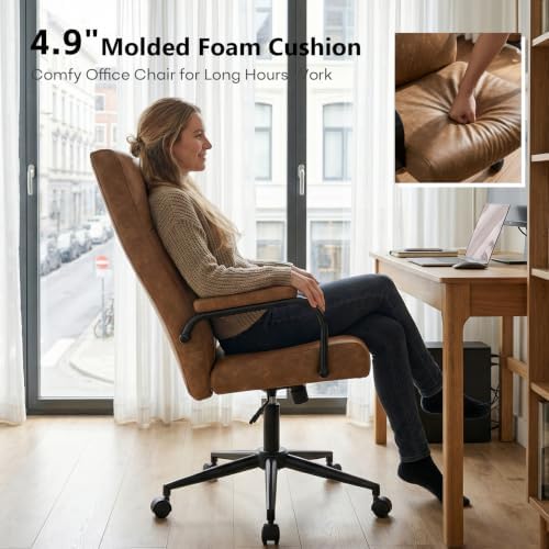 GXJ Brown Office Chair with Memory Foam Seat