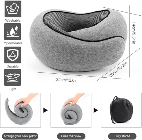 WEERSHUN Travel Pillow for Airplanes, 2026 New Memory Foam Neck Pillow with Chin Wrap for Traveling, Suitable for Airplanes, Offices and Cars