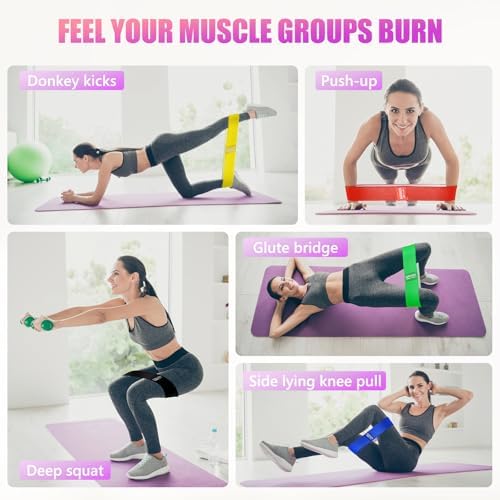 Resistance Bands for Working Out, Exercise Workout Bands for Women & Men, 5 Levels Elastic Stretch Bands for Exercise with Carry Bag for Physical Therapy, Home Fitness, Strength Training, Yoga