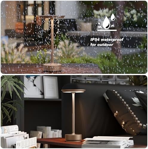 TBBGA 1 Pack Rechargeable Table Lamps Cordless, 5000mAh Outdoor Table Light