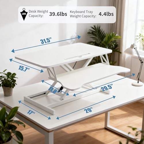 Standing Desk Converter, Height Adjustable, Dual Monitor with Keyboard Tray