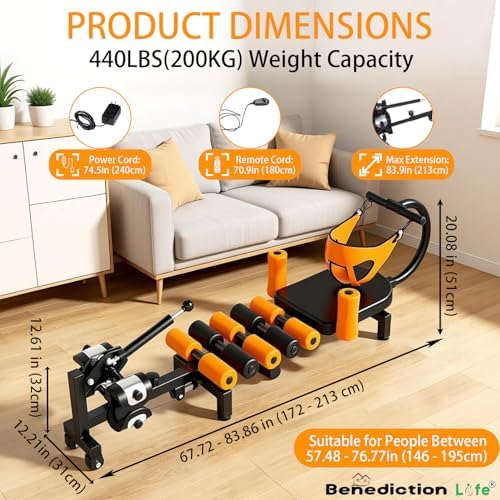 Spinal Decompression Machine Decompression Table for Back Pain Relief & Motorized Spine Decompression Device, Spinal Stretching Device for Herniated Disc and Sciatica Relief,Posture Correction(Orange)