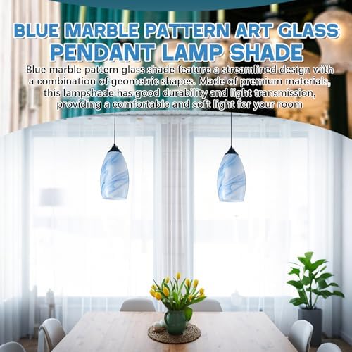 Teenyyou 2 Set Oval Glass Lamp Shade Replacement, Ocean Blue